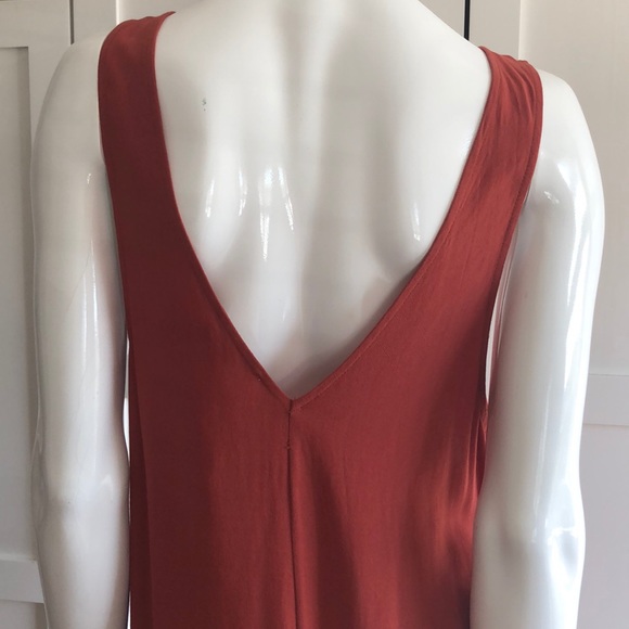 Brick rust orange red sleeveless deep v jumpsuit - Picture 7 of 8